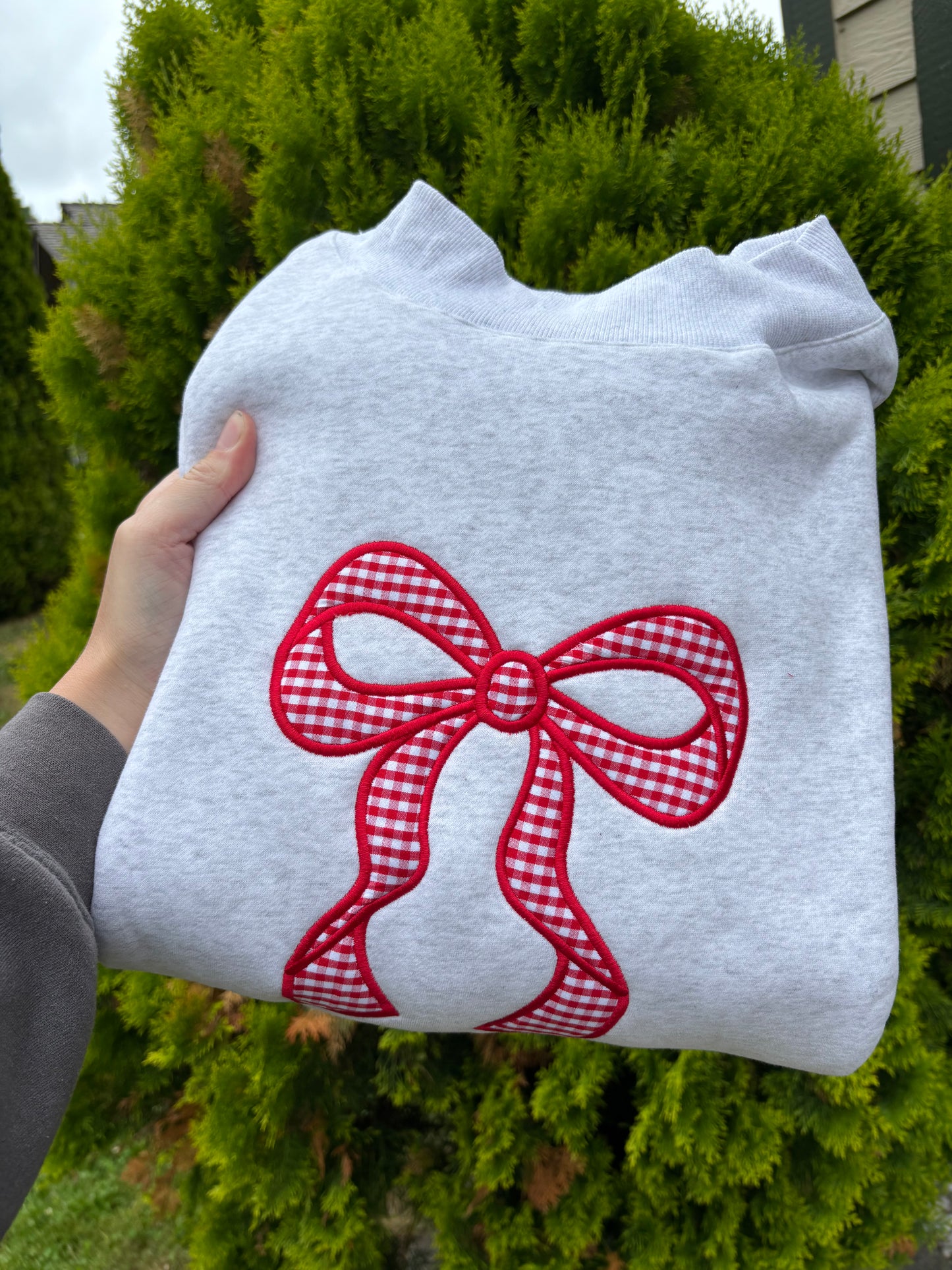 Red bow mockneck