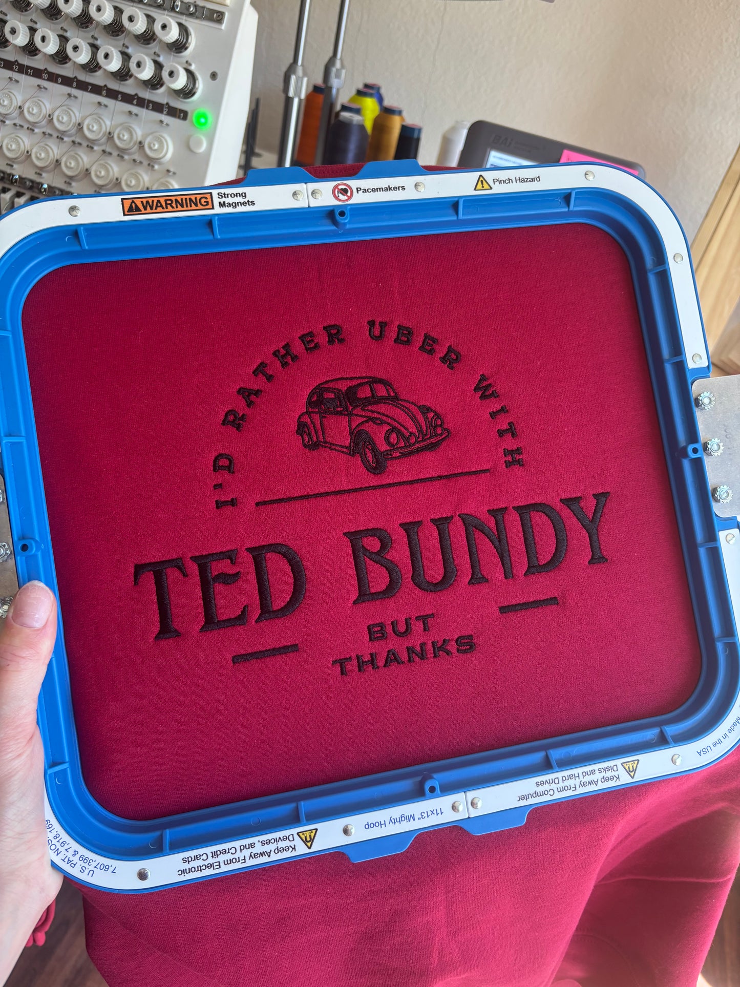 I’d rather uber with Ted Bundy embroidered sweater