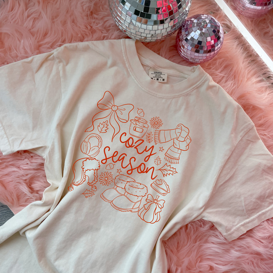 Cozy season collage tee