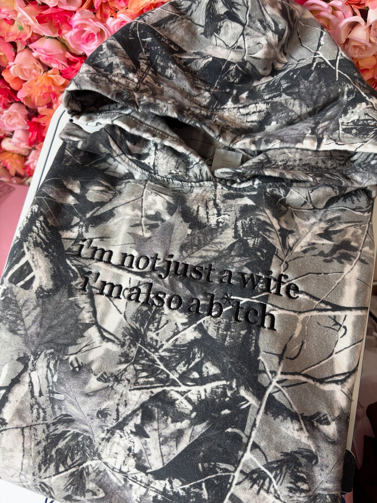 I’m not just a wife embroidered hoodie