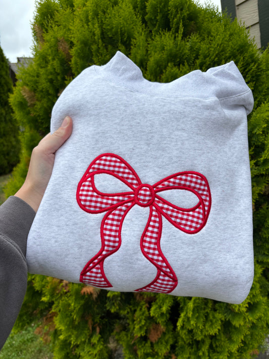 Red bow mockneck