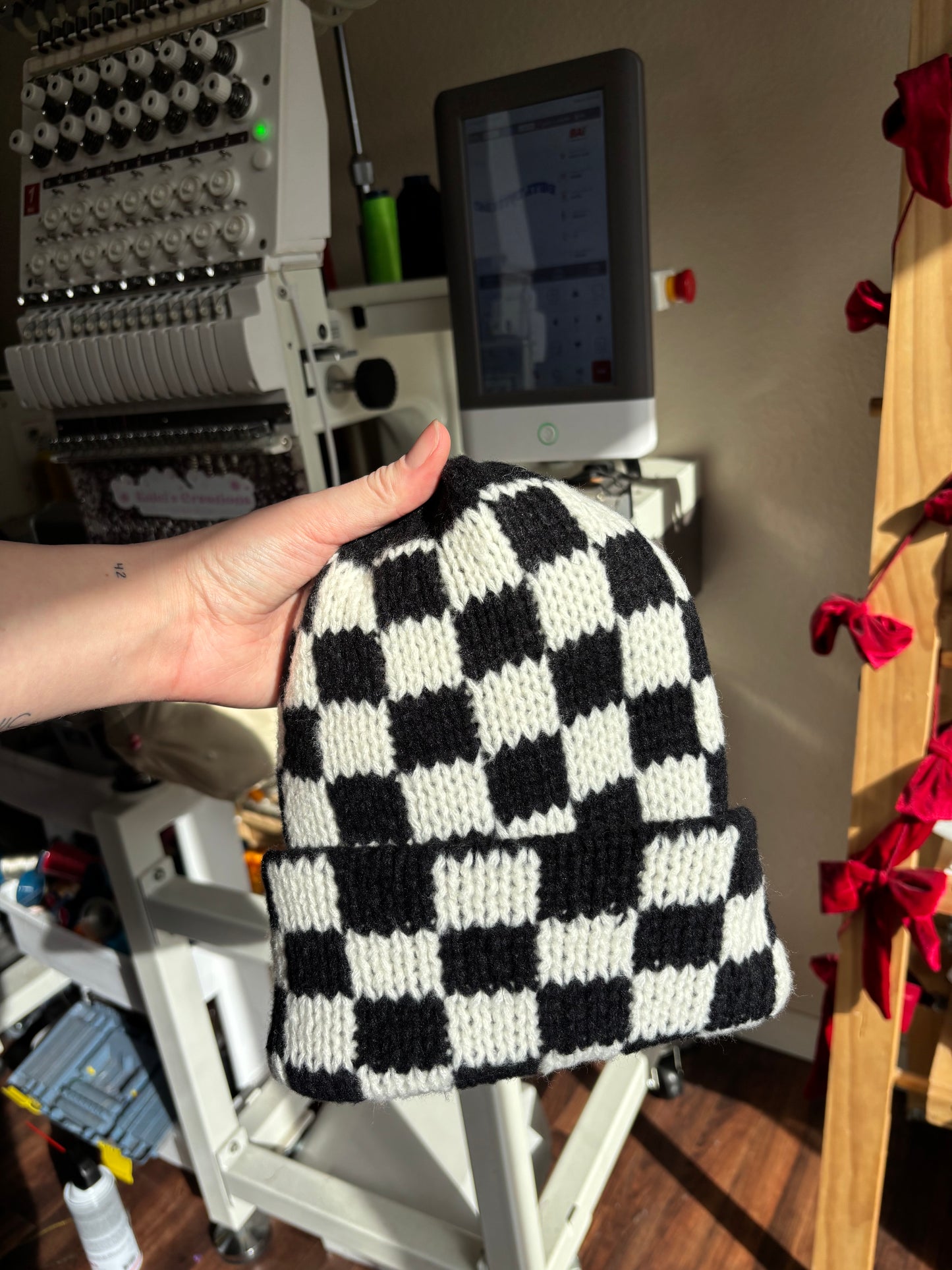 Ready to ship checkered beanies