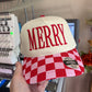 Merry pink/checkered and cream hat