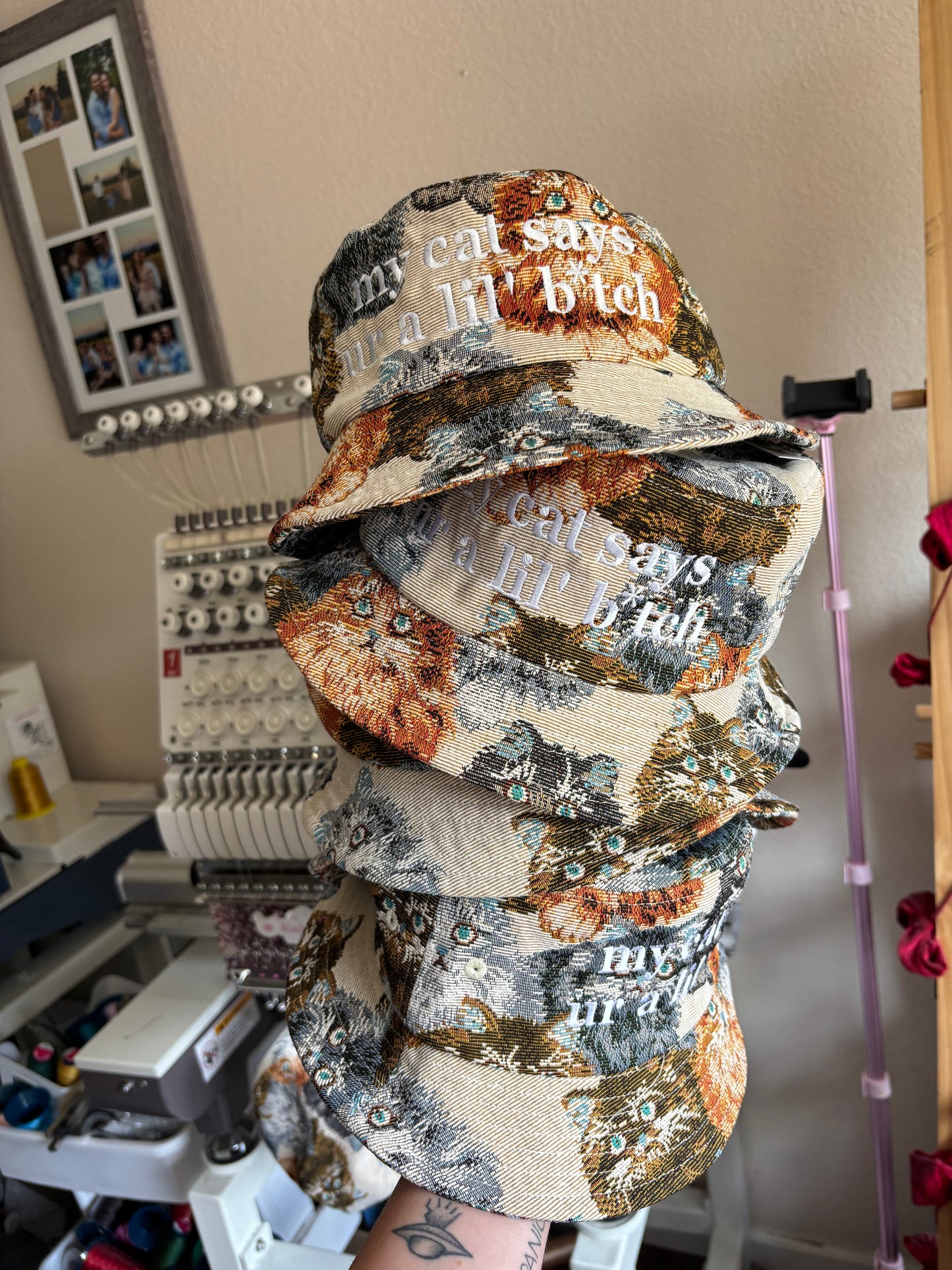 Ready to ship cat bucket hats
