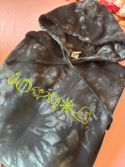 Spooky icons tie dye hoodie