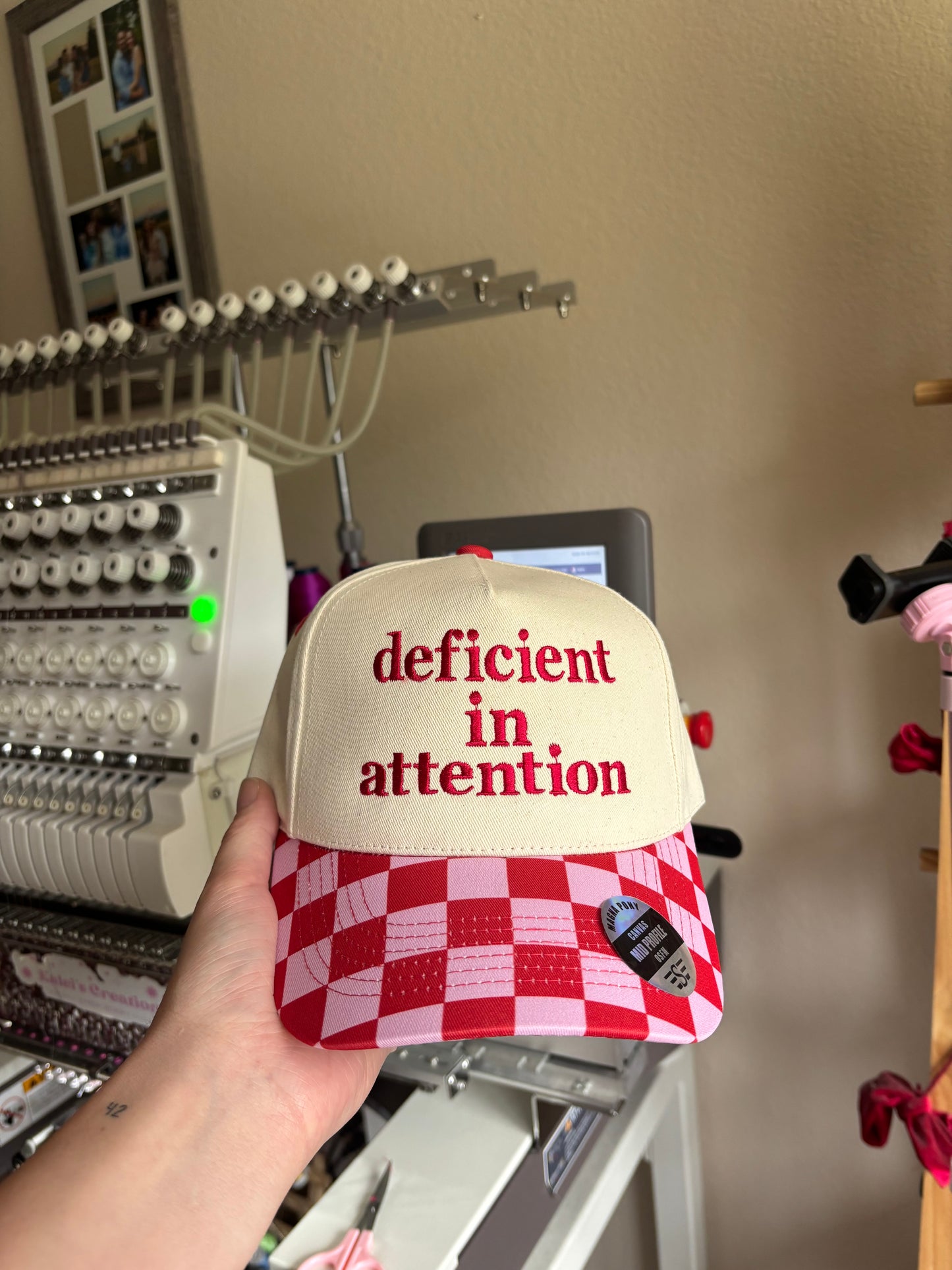 Deficient in attention checkered hat