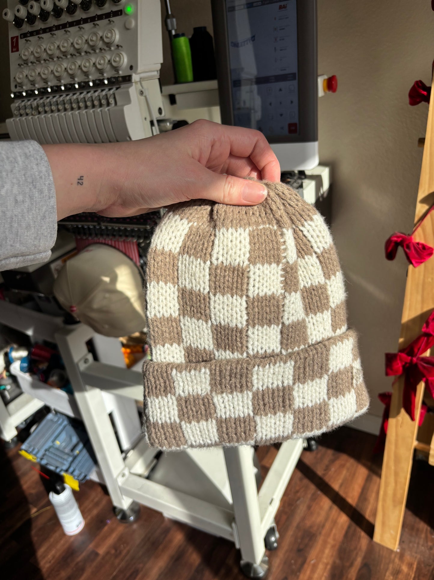 Ready to ship checkered beanies