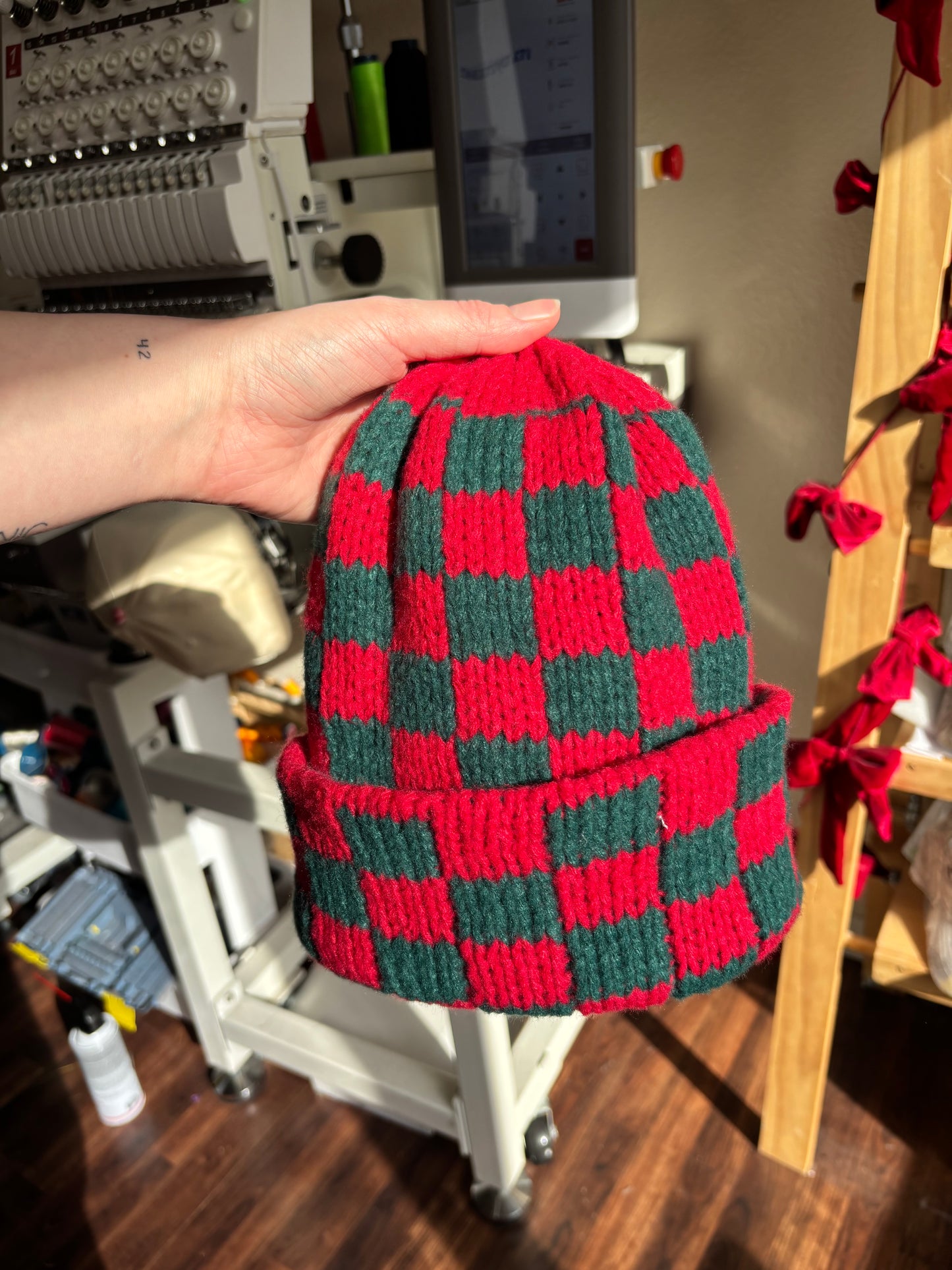 Ready to ship checkered beanies