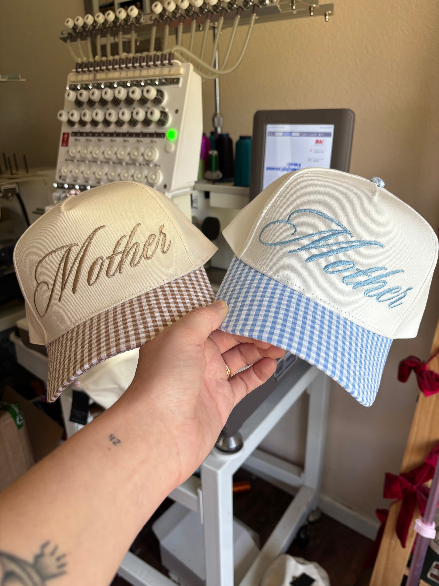 Mother gingham hat