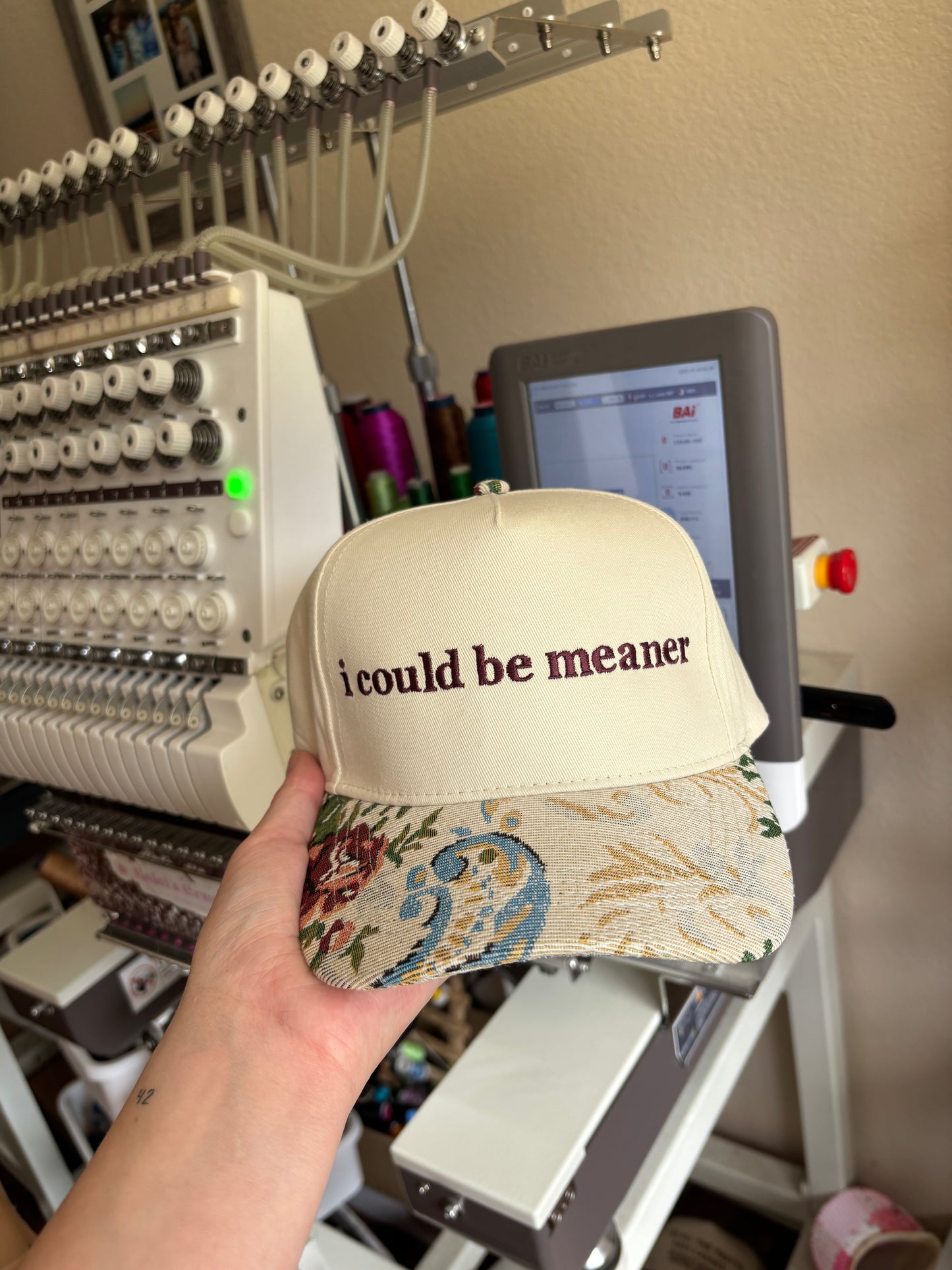 I could be meaner floral bill ready to ship