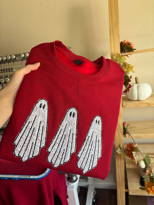 3 little ghosts sequin crewneck